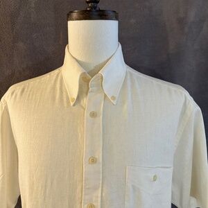 New Henry Jacobson Lg cream flax linen short sleeve shirt